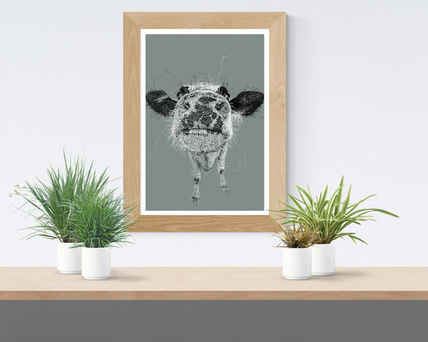 Cow Drawing Digital Art Print