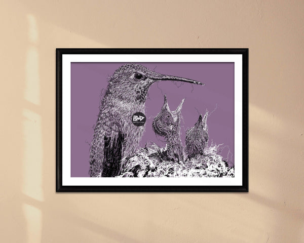Hummingbirds Drawing Digital Art Print