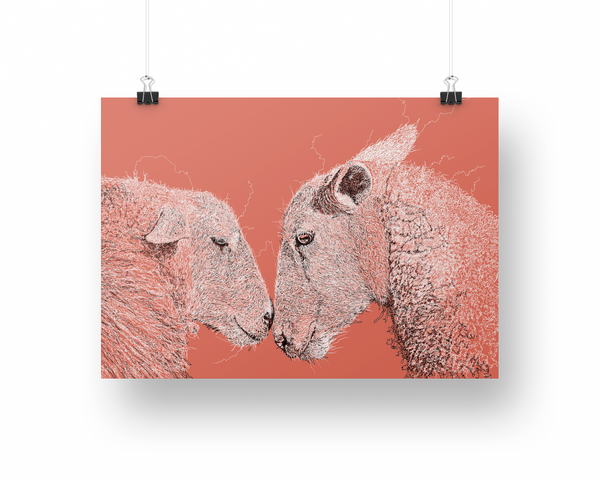 Sheep Drawing Digital Art Print