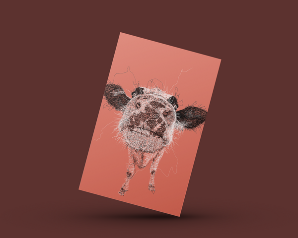 Cow Drawing Digital Art Print