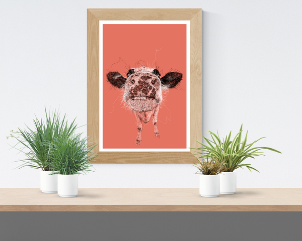 Cow Drawing Digital Art Print