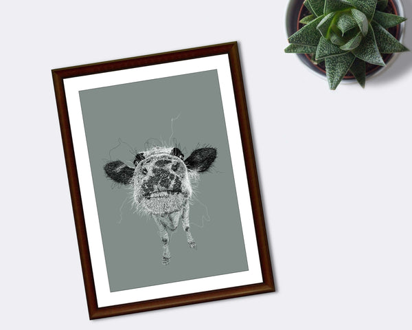 Cow Drawing Digital Art Print