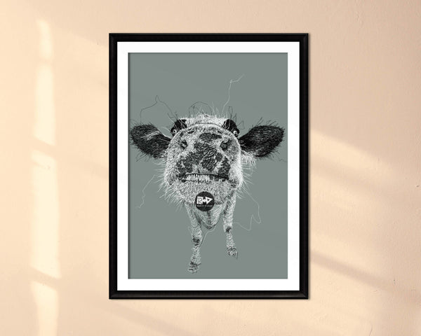 Cow Drawing Digital Art Print