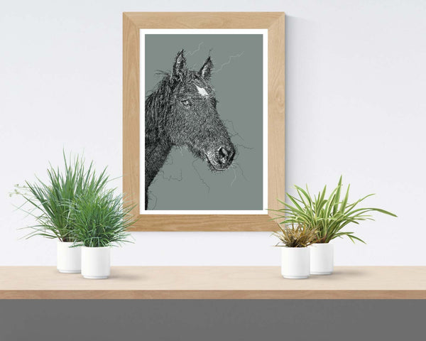 Horse Drawing Digital Art Print