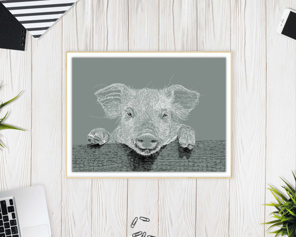 Piglet Drawing Digital Art Print