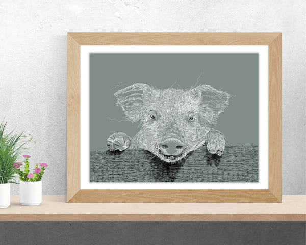 Piglet Drawing Digital Art Print