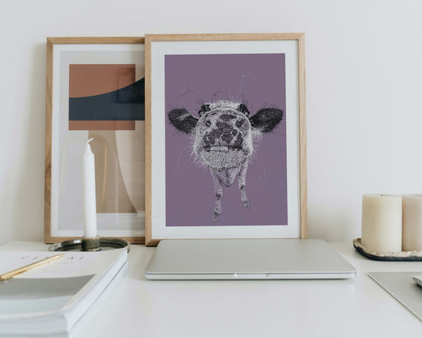 Cow Drawing Digital Art Print