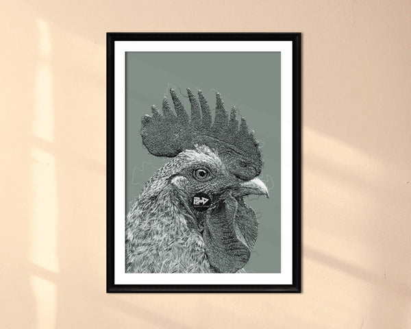 Rooster Drawing Digital Art Print