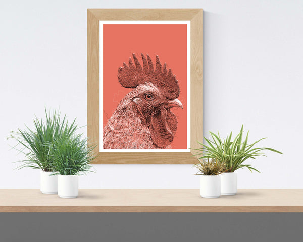 Rooster Drawing Digital Art Print