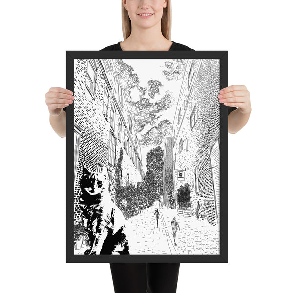 Claimed Cat Black and White Art Print