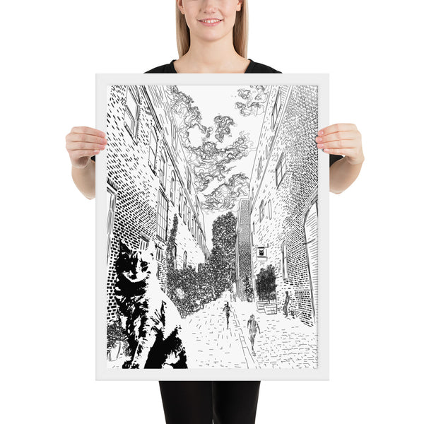 Claimed Cat Black and White Art Print