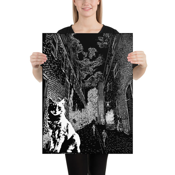 Claimed Cat Black and White Art Print