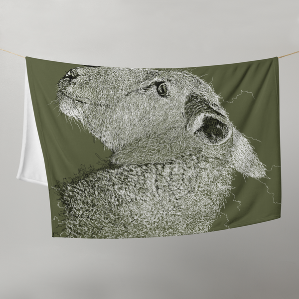 Throw Blanket with Cute Sheep Drawing