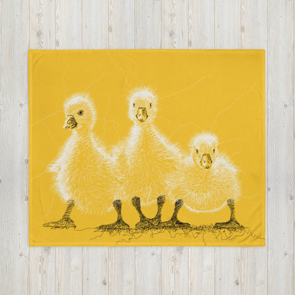 Throw Blanket with Ducklings Drawing