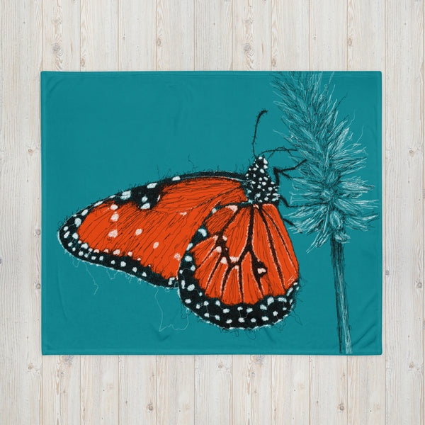 Throw Blanket with Butterfly Drawing