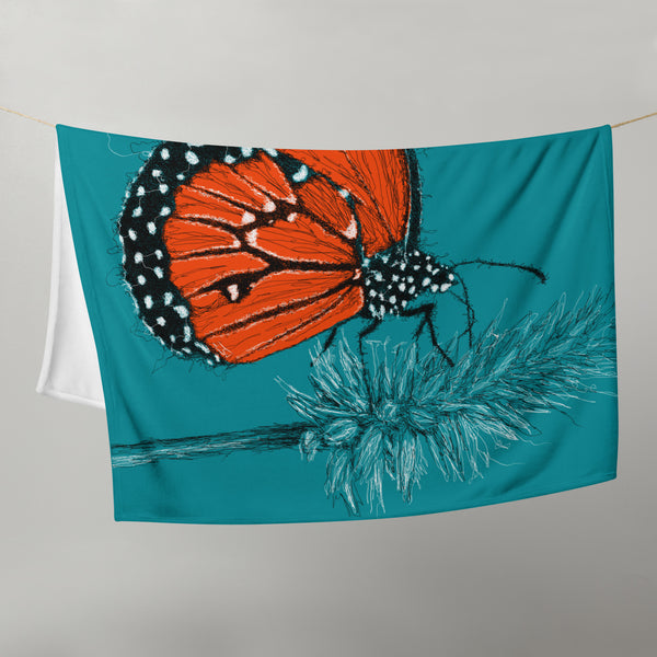 Throw Blanket with Butterfly Drawing