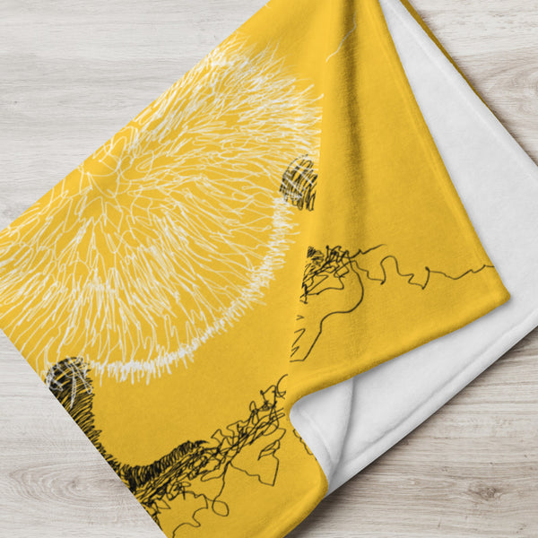 Throw Blanket with Ducklings Drawing