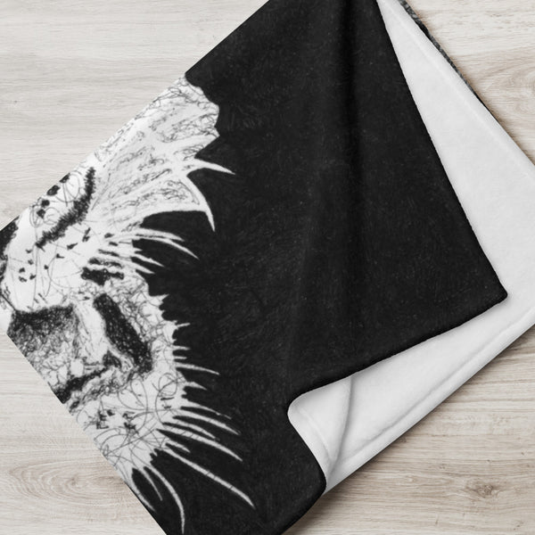 Throw Blanket with Tiger Drawing