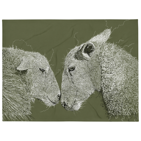 Throw Blanket with Cute Sheep Drawing