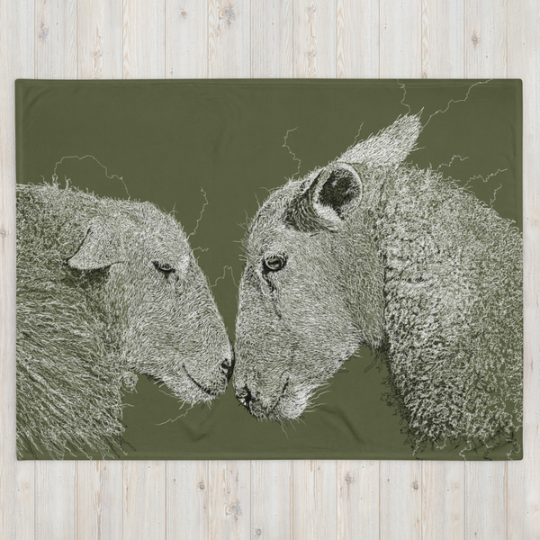 Throw Blanket with Cute Sheep Drawing