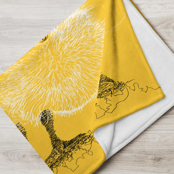 Throw Blanket with Ducklings Drawing