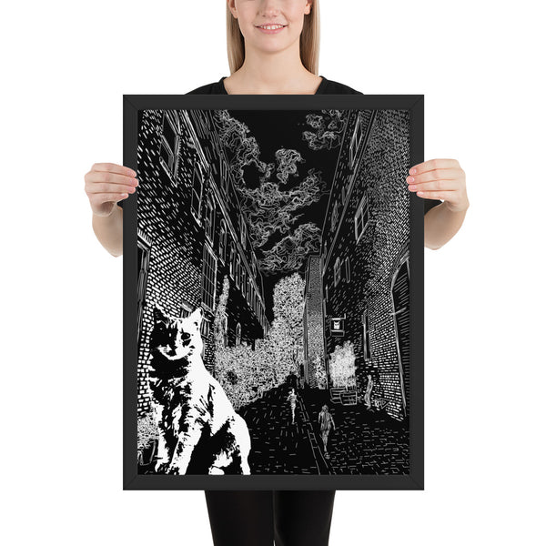 Claimed Cat Black and White Art Print