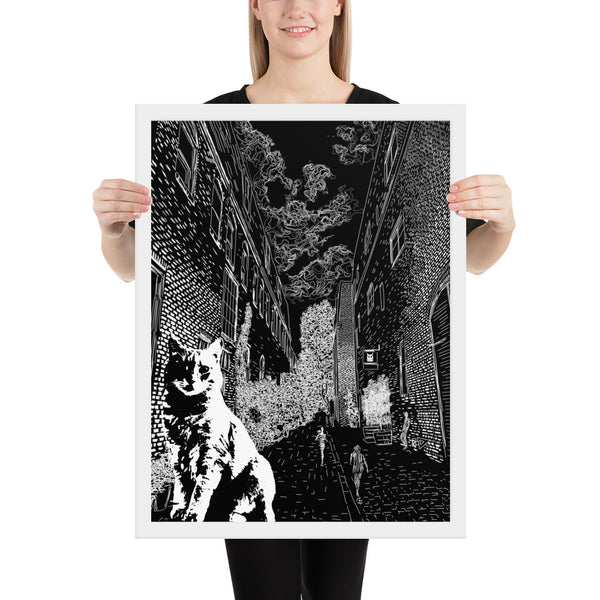 Claimed Cat Black and White Art Print