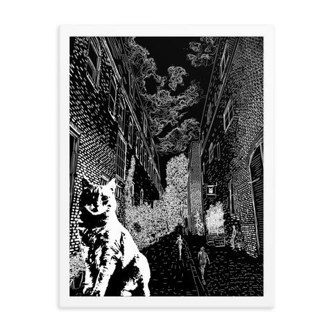 Claimed Cat Black and White Art Print